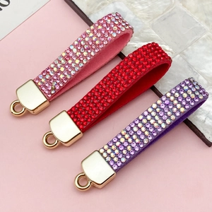 DIY Strass Flanellen Sleutelhanger Tas Ophangen Telefoonketting Accessoire Handgemaakte Glinsterende Bedeltje Met Metalen Lus