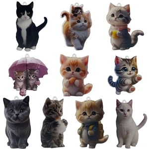 Set de 9 colgantes de gato de acrílico con impresión de doble cara para manualidades DIY