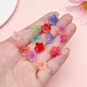 Colorful gradient acrylic trumpet flower beads for DIY jewelry and hair accessories