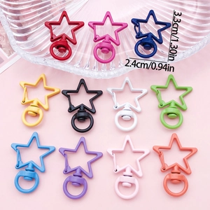 Star shaped lobster claw clasp keychains in eleven colorful spray painted alloy finishes