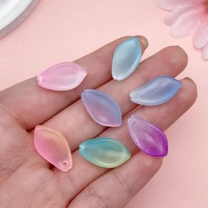 Cuentas de pétalos de flores de acrílico esmerilado degradado para joyería DIY en colores macaron