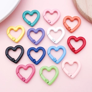 Heart Shaped Zinc Alloy Lobster Clasp Painted Keychain Buckle For DIY Jewelry Making Bag Charms Link Connector Accessories
