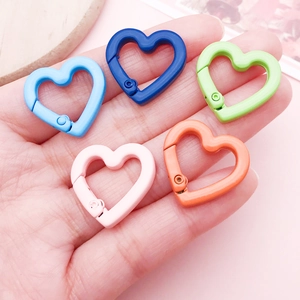Colorful heart-shaped spring snap hooks for DIY keychain and bag charm accessories