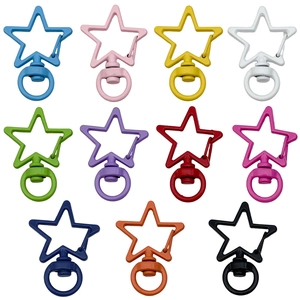 Star shaped zinc alloy swivel lobster clasps in eleven vibrant painted colors for DIY crafts