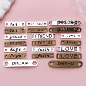DIY Zinklegierung Rechteckig Buchstaben Verbinder Charms Antiksilber Bronze Hope Love Peace Dream Faith Courage Friend Anhänger