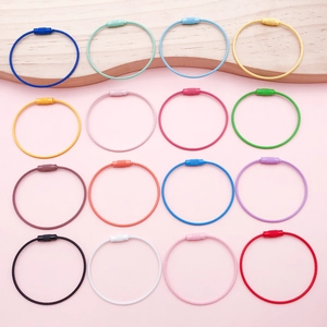 Colorful nylon coated stainless steel wire keychains with secure metal screw locks