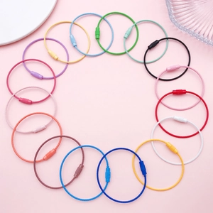 Colorful Painted Stainless Steel Wire Keychain Rings DIY Jewelry Making Screw Lock Cable Key Ring Connectors For Luggage Tags