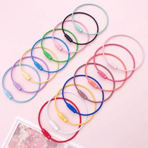 Colorful nylon coated stainless steel wire keychains with secure twist screw locks