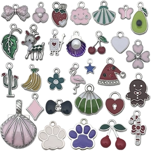 DIY colorful alloy drip oil charms set featuring assorted stars, hearts and animal designs