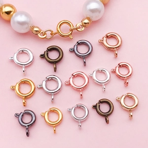 Copper Spring Ring Clasps DIY Jewelry Making Findings Connectors For Necklace Bracelet Round O-Ring Clasp Craft Components
