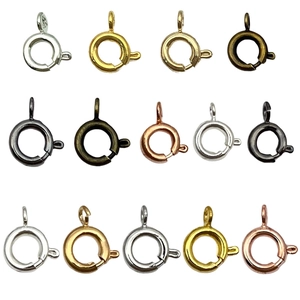 Multiple sizes and colors of brass spring ring clasps for DIY jewelry connectors