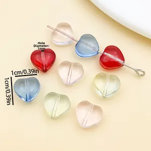 Gekleurde 10mm transparante hartvormige glazen kralen voor DIY sieraden en armbanden