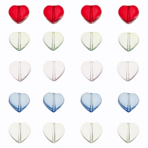 Set of 10mm colorful transparent heart-shaped glass beads for DIY jewelry making