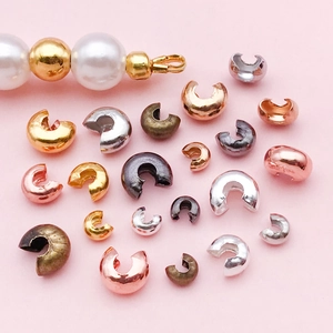 Mixed color C-shape crimp bead covers in gold silver and bronze for DIY jewelry making