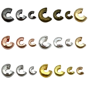 Copper Crimp Bead Covers in various metal finishes and sizes for DIY jewelry making