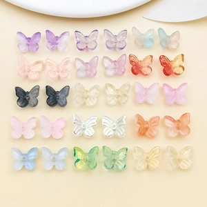 Gold Sprinkled Gradient Glass Butterfly Loose Beads Colored Glaze Butterfly Charms For DIY Jewelry Making Accessories Handcrafted Materials