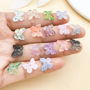 Colorful gradient butterfly glass charms with gold foil for DIY jewelry making