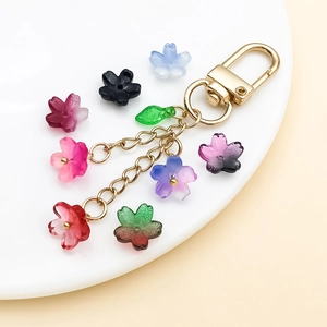 Pendentifs fleurs de cerisier dégradés avec fermoir homard doré pour bijoux DIY