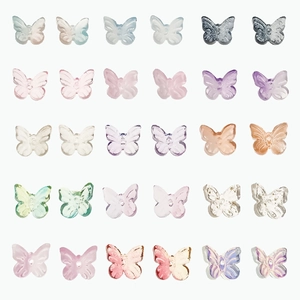 30pcs gradient glass butterfly beads in assorted colors for DIY jewelry and hair accessories