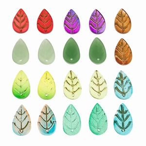 Handmade multicolor glass leaf beads for DIY jewelry with detailed vein textures