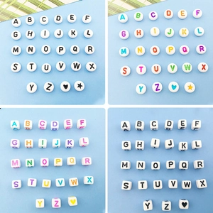 6mm acrylic alphabet beads set with round and square shapes for DIY jewelry making
