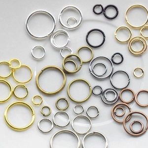 Assorted open jump rings in five metal finishes for DIY jewelry making accessories