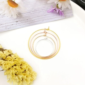 Detailed set of round beadable hoop earrings in gold and silver on a white base