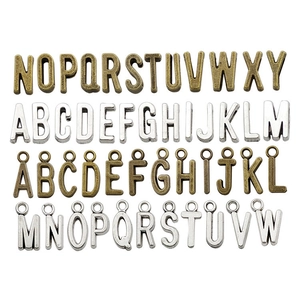 Vintage Alloy English Alphabet Letters Charms Antique Bronze Silver Metal Alphabet Pendants DIY Jewelry Making Accessory
