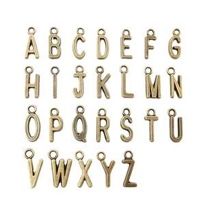 Set of 26 antique bronze alphabet letter charms A-Z for DIY jewelry making and crafts