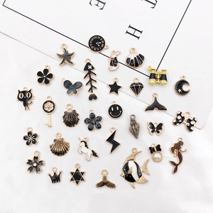 Colección de dijes de esmalte con gatos y conchas para la creación de joyas personalizadas