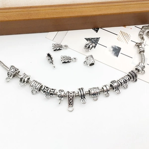 Vintage silver alloy spacer beads and pendant connectors for snake chain jewelry