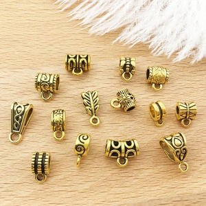 Antique gold alloy spacer beads with embossed patterns and loops for DIY jewelry making
