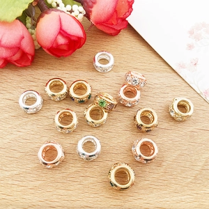 Glinsterende kristallen kralen met groot gat in goud zilver en roségoud voor DIY-sieraden
