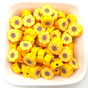 Macro de perles de tournesol en argile de 10mm pour la fabrication de bijoux DIY