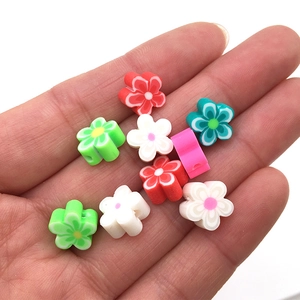 Perles de fleurs colorées en pâte polymère de 10mm pour la création de bijoux DIY à la main