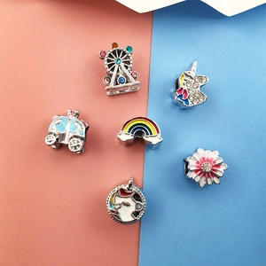 Rainbow and unicorn enamel charms with Ferris wheel and carriage beads for DIY bracelets