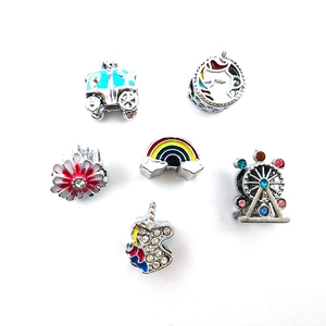 Enamel rainbow and unicorn bead set for DIY bracelets with sparkling crystals