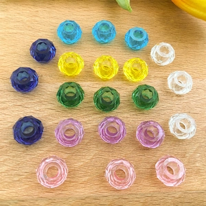 Cuentas facetadas de acrílico de colores con agujeros grandes para hacer joyas