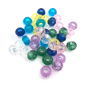Cuentas de Resina Facetadas de Agujero Grande para Hacer Joyas Cuentas Espaciadoras de Charm Europeo Acrílico Colorido