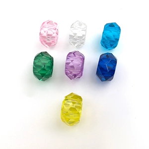 Set de cuentas de barril acrílicas facetadas de colores para joyería DIY en 7 colores vivos