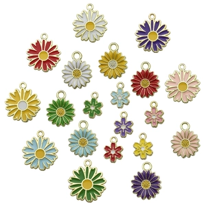 Bunte Emaille-Blumenanhänger aus Goldlegierung für DIY-Schmuckherstellung und Basteln