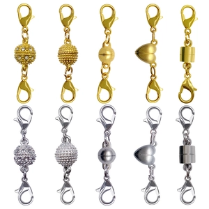 Detailed set of magnetic jewelry clasps with lobster claws in gold and silver finishes