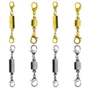 Detailed set of magnetic jewelry clasps in gold and silver with lobster claw connectors