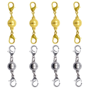 Detailed set of 8 magnetic jewelry clasps in gold and silver with lobster claw connectors