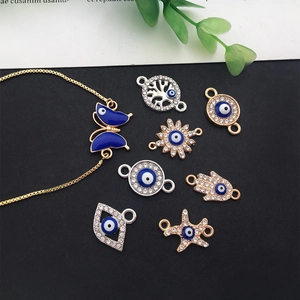Macro di ciondoli Occhio del Male con smalto blu e strass per la creazione di gioielli