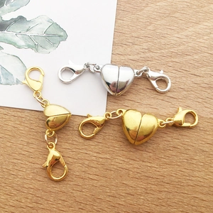 DIY magnetic heart lobster clasps in gold and silver finish for jewelry making