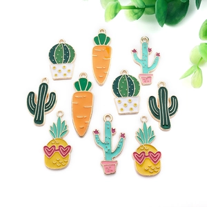 Détails de pendentifs émaillés en forme de cactus et fruits pour bijoux DIY