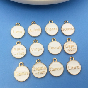 12 Sternzeichen-Anhänger aus Goldmetall und weißer Emaille für DIY-Halsketten-Schmuck