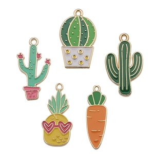 Pendentifs en émail coloré cactus et ananas pour bricolage de bijoux fantaisie