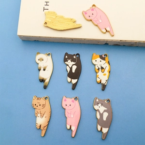 DIY Cartoon Kätzchen Form Zinklegierung Emaille Charms Anhänger Für Schmuckherstellung Armband Halskette Zubehör Katze Anhänger